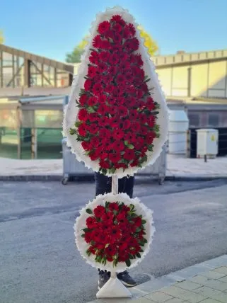 Kırmızı Çiçekli Çiftli Çelenk, Kütahya çiçek