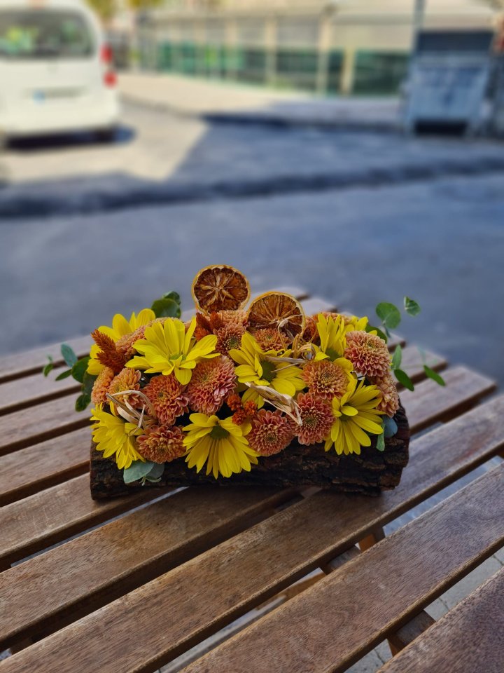 Doğal Kütükte Sarı Çiçekler, Kütahya çiçek