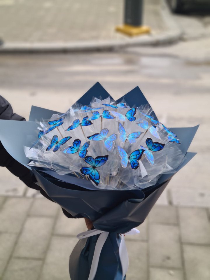 Mavi Kelebek Buketi - Çiçekçi Kütahya