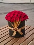 Çiçekçi - Siyah Silindir Kutuda Kırmızı Güller